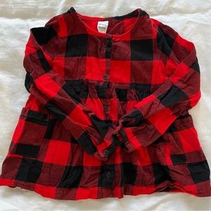 Girls’ Red and Black Buffalo Plaid Long Sleeve Shirt by Carters. EUC.